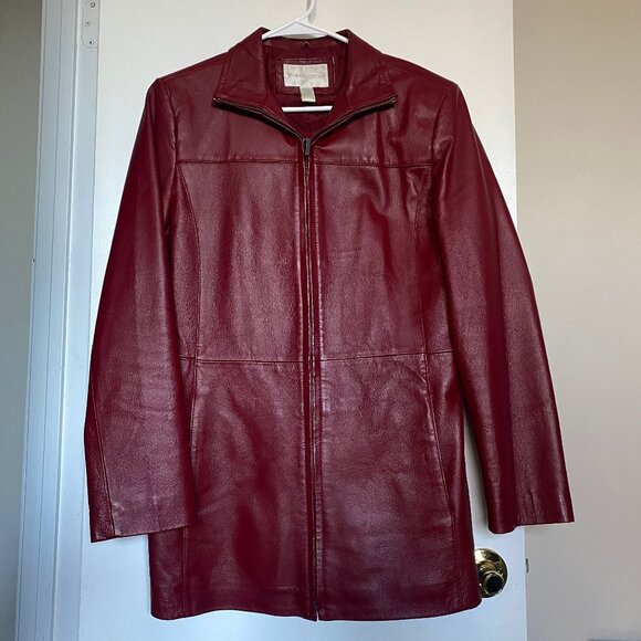 Worthington Jackets & Blazers - Worthington Red Wine Maroon Pleather Jacket Size Small